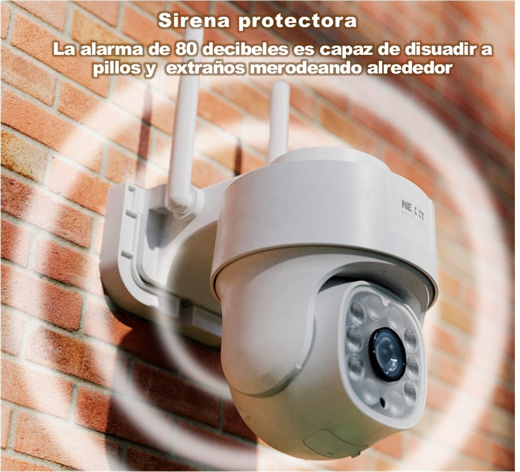 CAMARA INTELIGENTE WIFI O CABLE PTZ P/EXTERIOR IP65 5MP MIC Y BOCINA NHC-OP10 NEXXT
