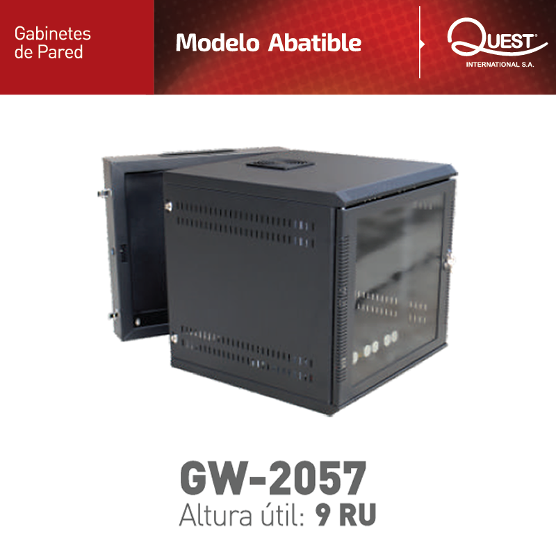 GABINETE DE PARED 19X22" 2 P/AB. DE 9POC+2 VENTILADORES GW-2057 QUEST