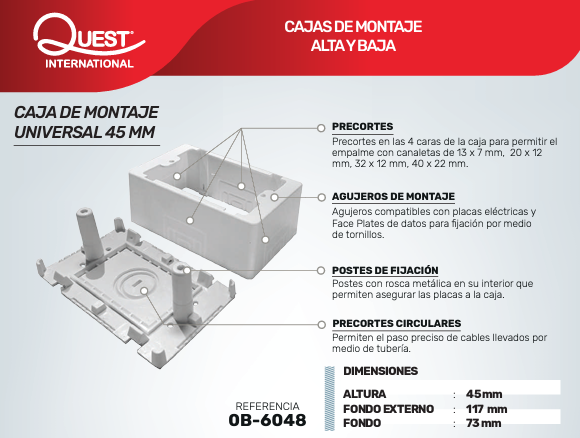 CAJA PLASTICA PARA CANALETA QUEST