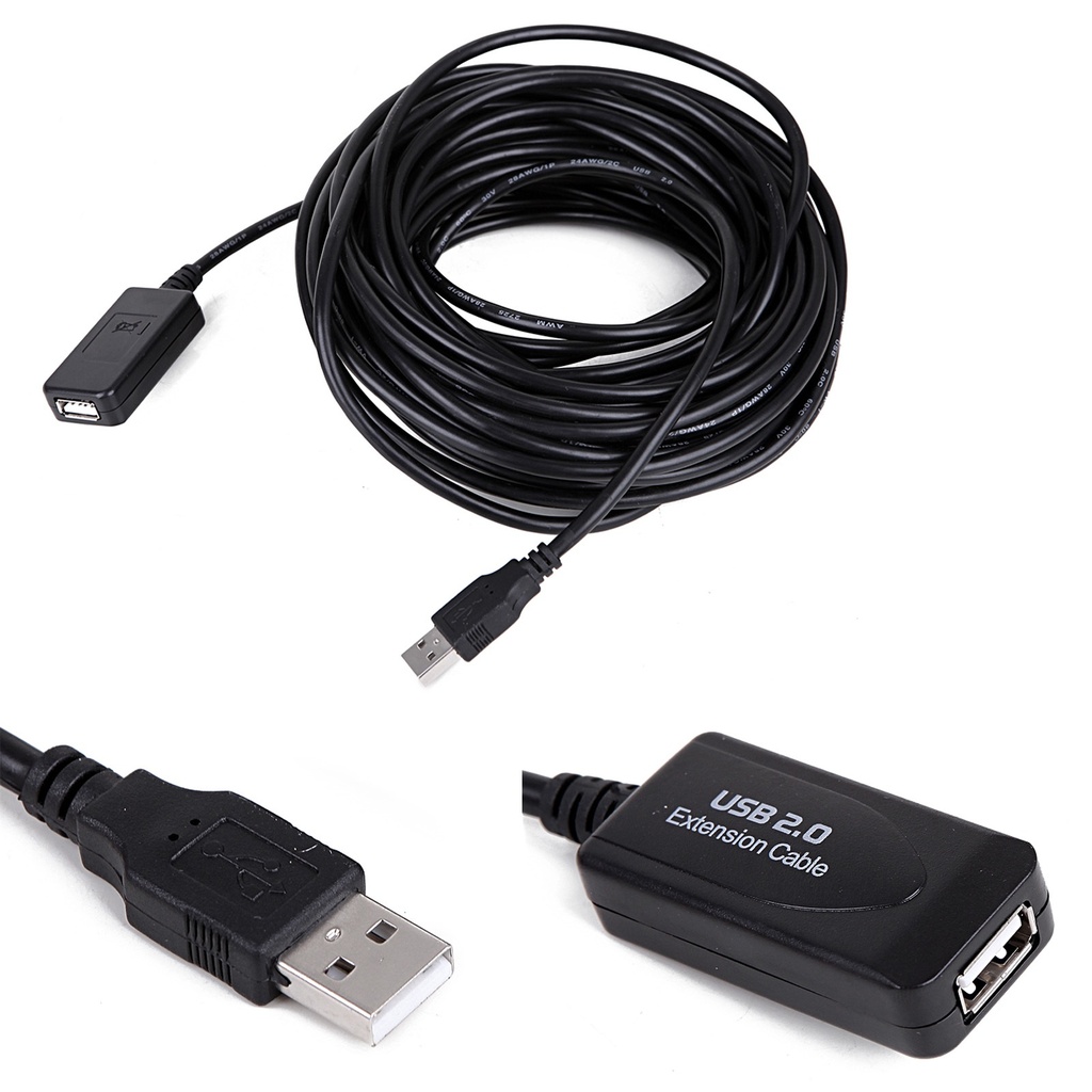 CABLE EXTENSION USB (MACHO-HEMBRA) CON AMPLIFICADOR DE 50 PIES 15MTS ECO