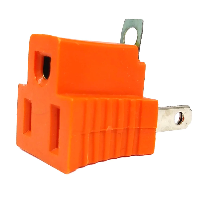 ADAPTADOR DE CORRIENTE 3 A 2 NARANJA
