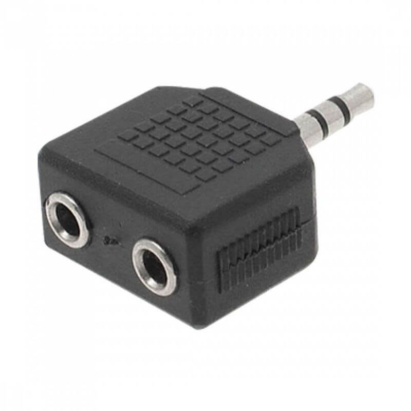 ADAPTADOR EN Y PLUG 3.5MM STEREO A 2 JACK 3.5MM STEREO