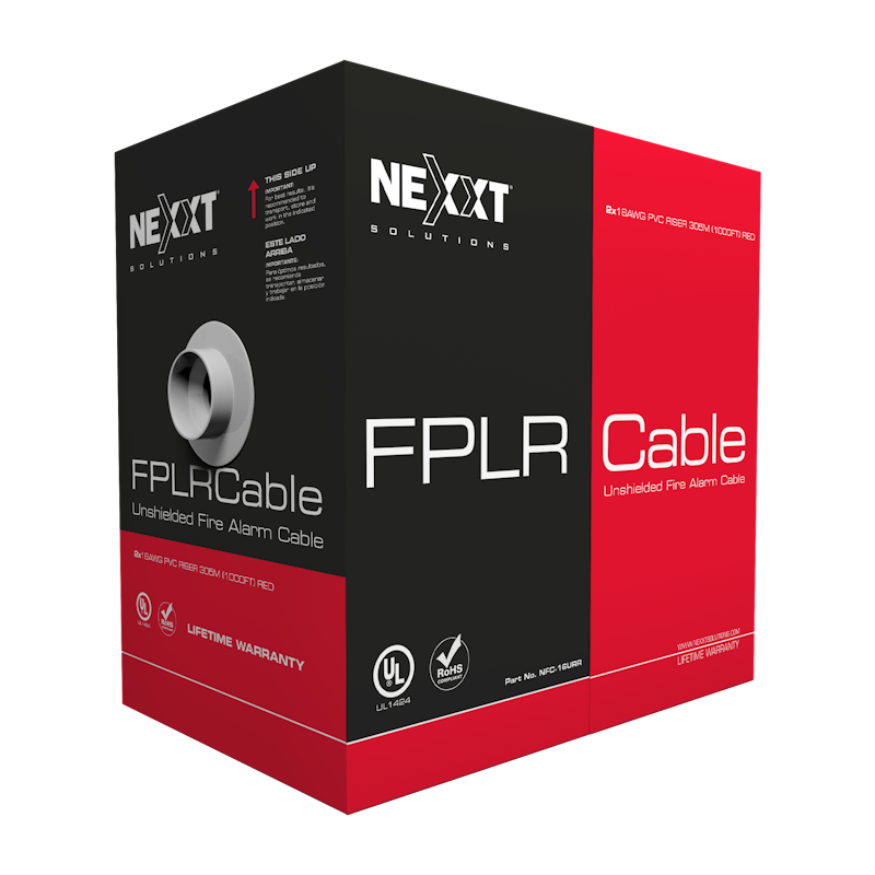 BOBINA CABLE FPLR SISTEMA DE ALARMA DE 1 PAR 16AWG PVC 305M ROJO NO BLINDADO NEXXT NFC-16URR 305MTS