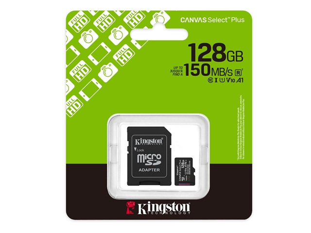 MEMORIA MICRO SD 128GB CON ADAPTADOR KINGSTON CANVAS SELECT PLUS
