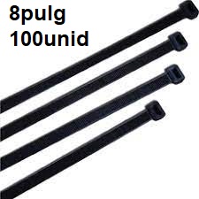 CINCHO PLASTICO DE 8" NEGRO (100 UNIDADES)