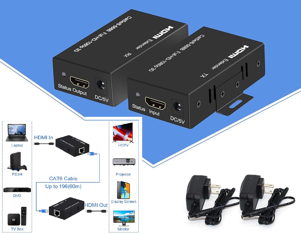 LEVANTADOR/EXTENSOR DE SEÑAL HDMI 1.4 196PIES (60M)