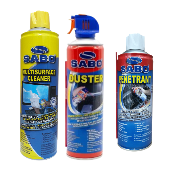 KIT DE LIMPIEZA EXTERNA SABO (ESPUMA, AIRE, REMOVER/PENETRANTE)