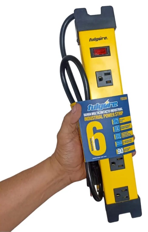 REGLETA ELECTRICA INDUSTRIAL DE METAL 6 TOMAS INTERIORES 127V 15A FU1361