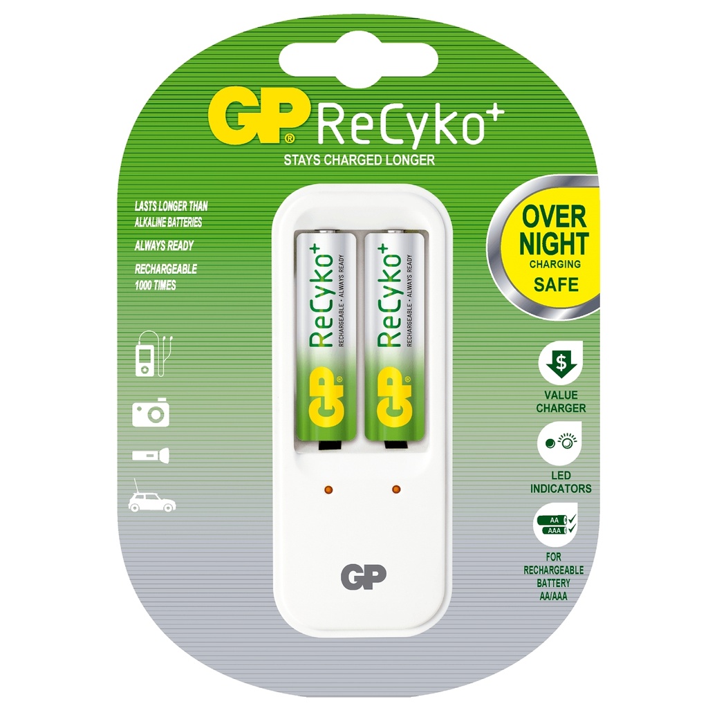 CARGADOR DE BATERIAS AA Y AAA GP +2 BATERIAS