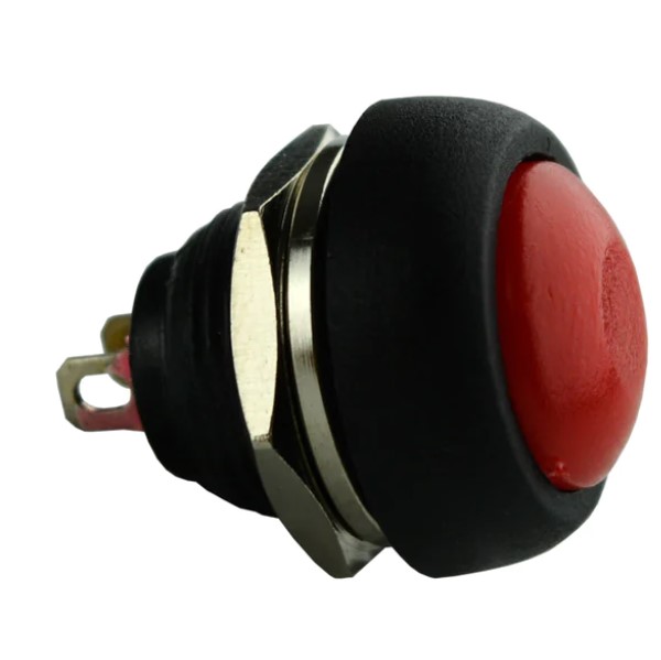 SWITCH PUSH REDONDO MOMENTARIO ROJO 3A 125V - 1A 250V
