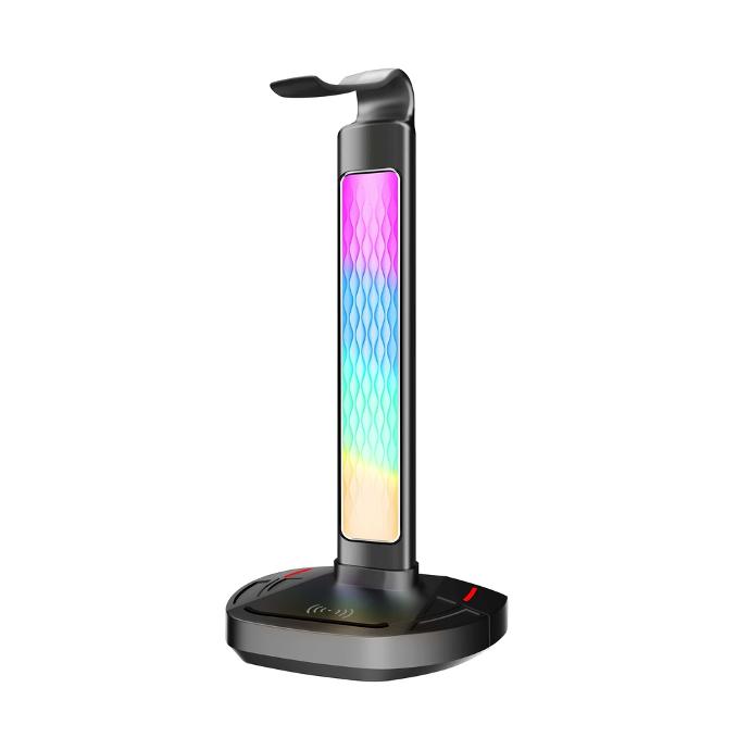 STAND PARA HEADSET HUB USB 2PTS +1 USB C + CARGA INALAMBRICA