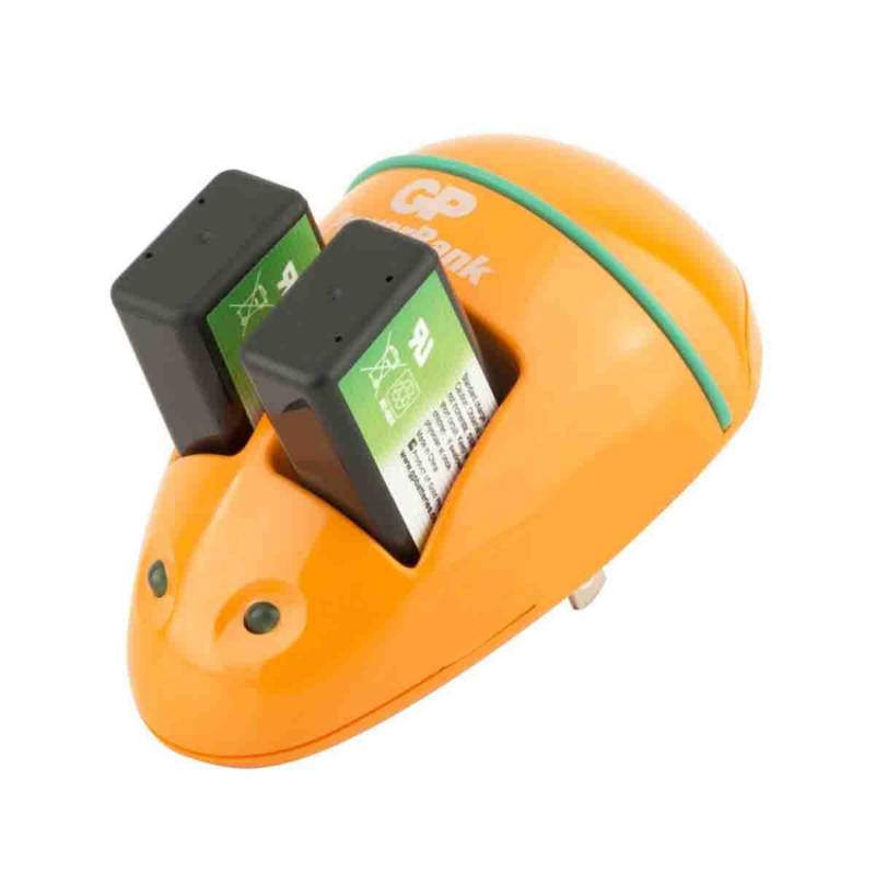 CARGADOR DE BATERIA 9V GP (+ 2 BATERIAS)