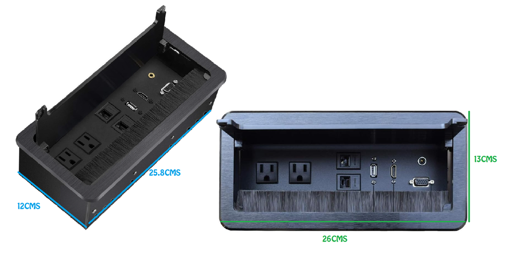 PLACA PARA MESA DE REUNIONES ABATIBLE MULTIPLES CONEXIONES USB 3.0