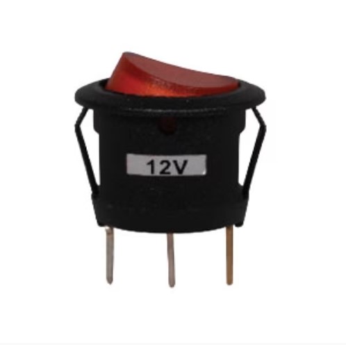 SWITCH ROCK REDONDO 16A 12V ON-OFF C/LUZ ROJA