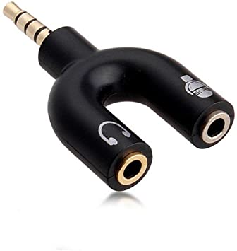 ADAPTADOR EN U 2 JACK 3.5MM MIC/AUD A PLUG 3.5MM TRIFASICO NEGRO