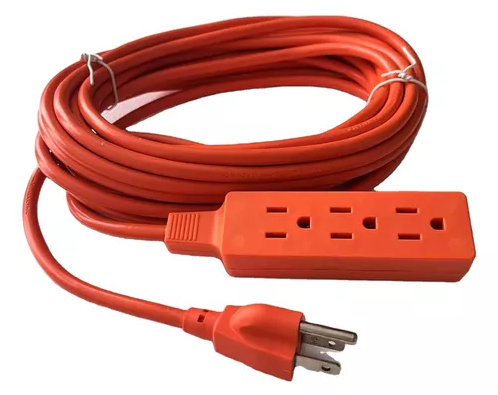 REGLETA CON EXTENSION ELECTRICA DE 20MTS INDUSTRIAL 18AWG 125V NARANJA