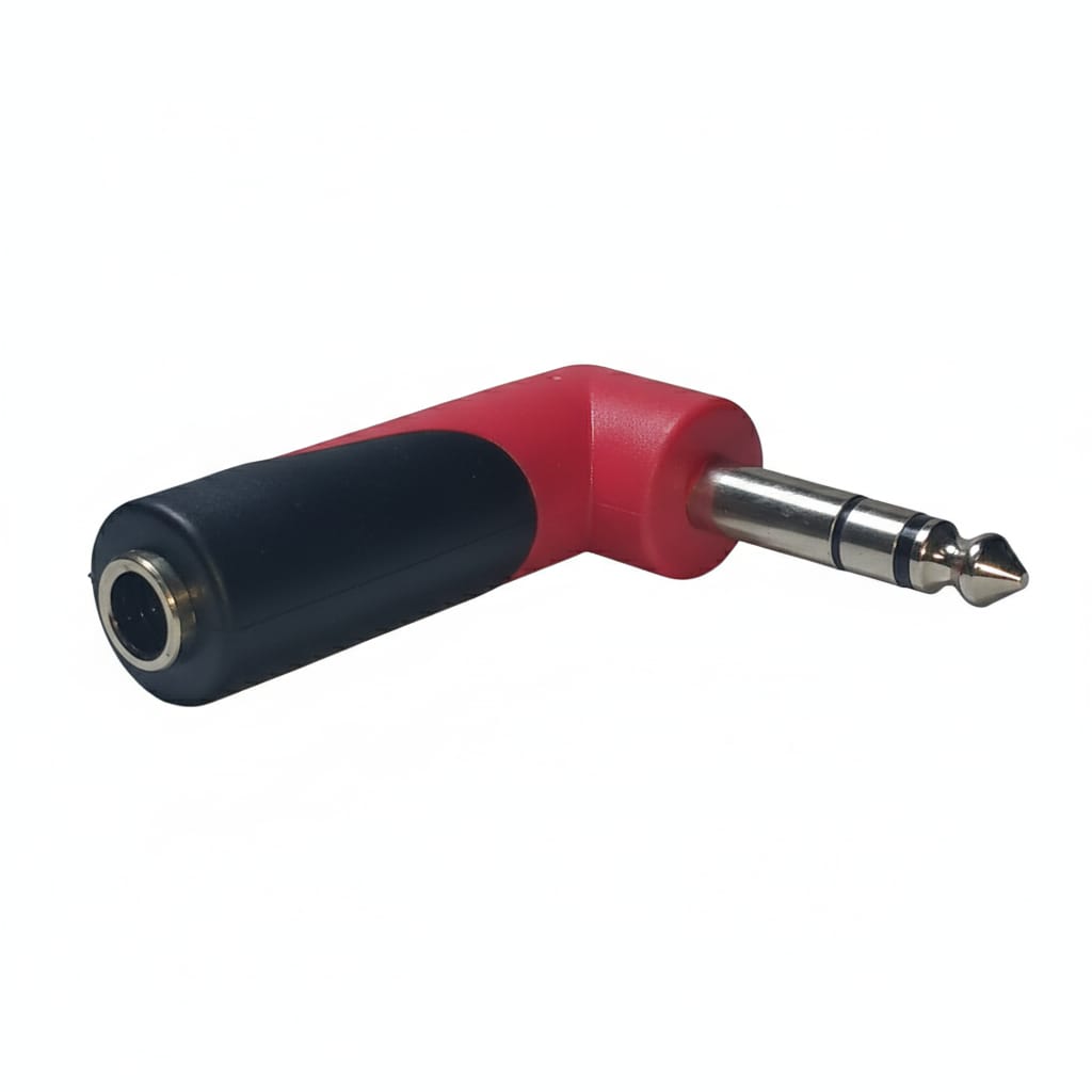 ADAPTADOR PLUG 6.35MM STEREO A JACK 6.35MM STEREO EN L