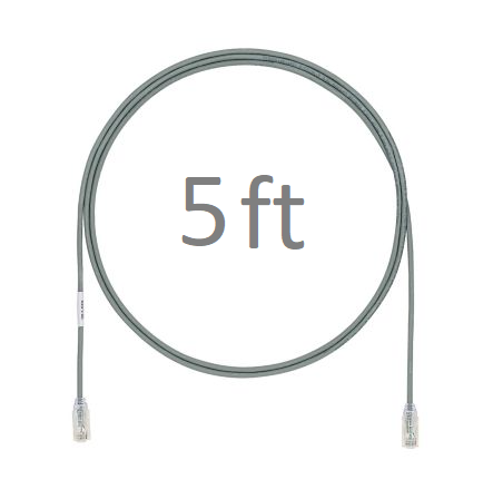 CABLE PATCH CORD DELGADO CAT 6 28 AWG 5 PIES GRIS