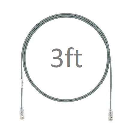 CABLE PATCH CORD DELGADO CAT 6 28 AWG 3 PIE GRIS