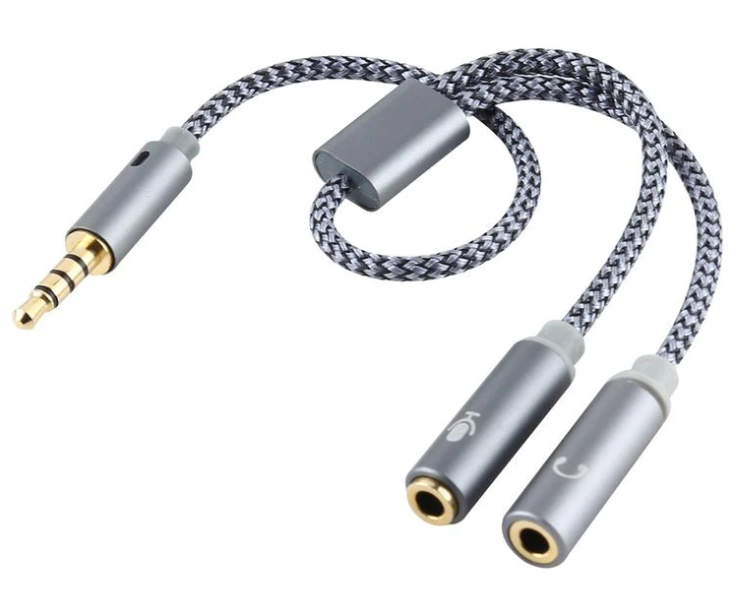 ADAPTADOR  EN Y 3.5MM TRIFASICO A 2 JACK 3.5MM STEREO NEGRO