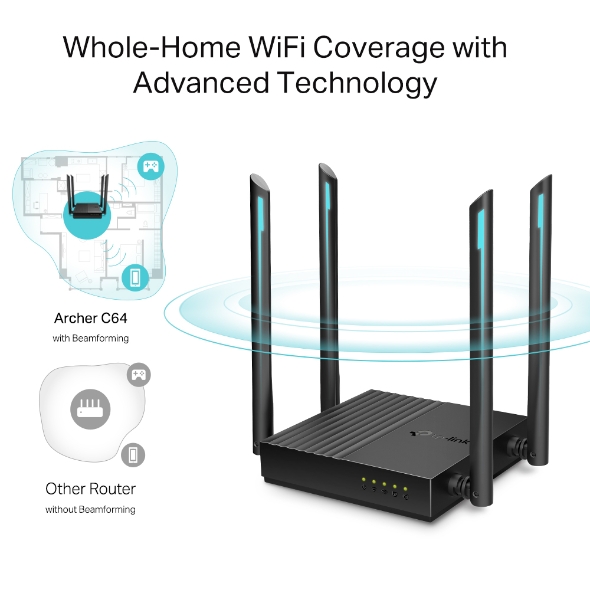 ROUTER WIRELESS AC1200 DOBLE BANDA MU-MIMO TPLINK ARCHER C64