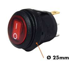 SWITCH ON/OFF ILUMINADO REDONDO 3 PIN PARA EXTERIOR 20A 12V