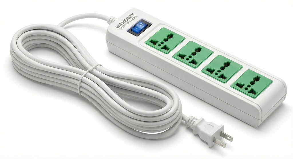 REGLETA ELECTRICA DE 4 TOMAS UNIVERSALES CABLE DE 2MTS WAG