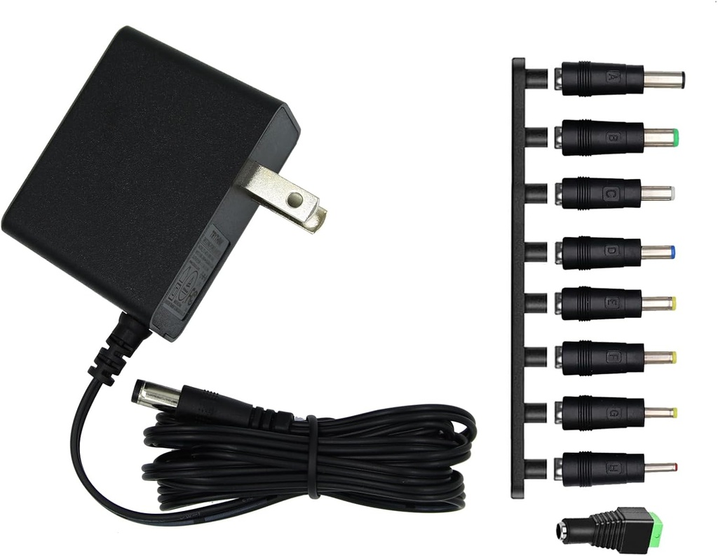 ADAPTADOR DE CORRIENTE UNIVERSAL 9V 1.5A 1A 0.8A 0.5A 450mA 13.5W 100-240V AC a DC