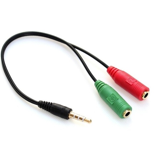 [01180-1] ADAPTADOR  EN Y 3.5MM TRIFASICO A 2 JACK 3.5MM STEREO ROJO/VERDE