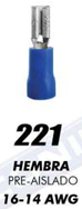 [20762-221] TERMINAL PLANA HEMBRA AZUL  CAL 16-14 #221