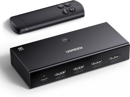 [03764-5] SWITCH HDMI 4K 3 ENTRADAS A 1 SALIDA CON CONTROL REMOTO UGREEN