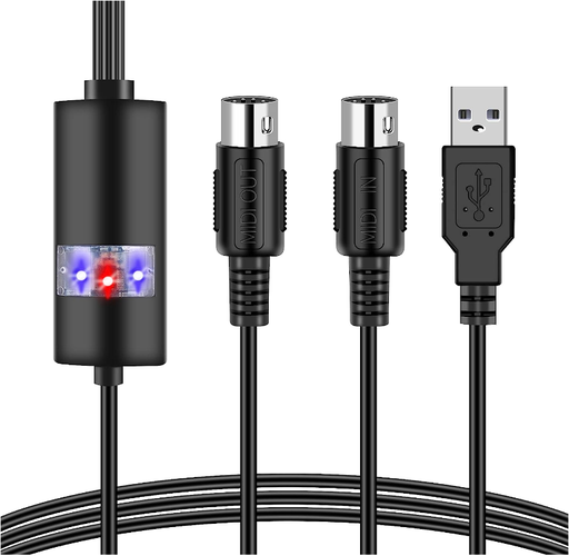 [03806] CABLE ADAPTADOR USB A MIDI ALTO RENDIMIENTO LATENCIA ULTRA BAJA