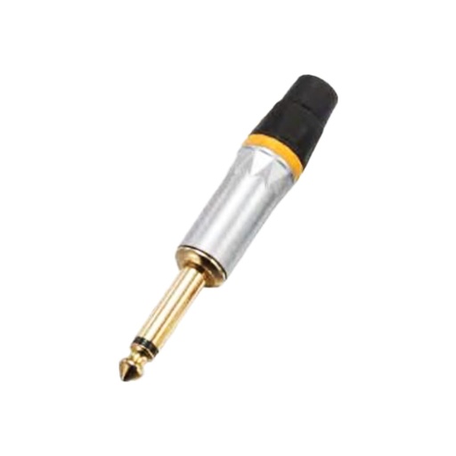 [05146-1] CONECTOR PLUG 6.35MM MONO ORO METAL GRIS/AMARILLO