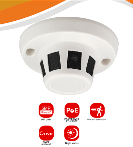 [11162] CAMARA OCULTA TIPO DETECTOR DE HUMO DE 5MP INTERIOR VISION NOCTURNA CON MICROFONO SUPRANET