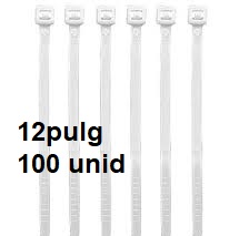[13006-100] CINCHO PLASTICO DE 12" BLANCO (100 UNIDADES)