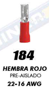 [20763-184] TERMINAL HEMBRA PLANA ROJA CAL 22-16 #184