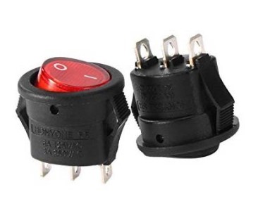 [26210-1] SWITCH ROCK REDONDO 6-10A 125-250V C/LUZ ROJO 3 PINES