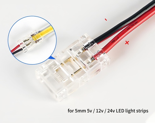 [28201-1] UNION TRANSPARENTE 2 PINES CON CABLE 10CMS