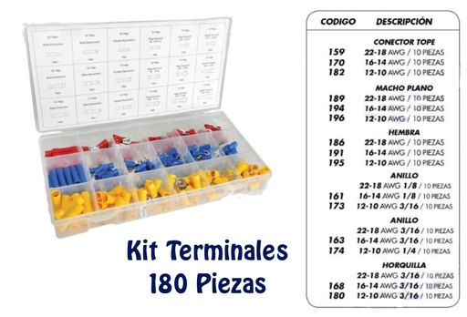 [20760-1] KIT TERMINALES 180 PIEZAS SURTIDAS