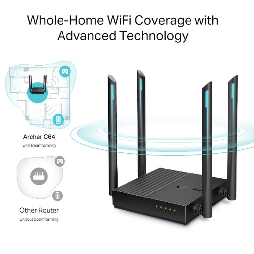 [12711-3] ROUTER WIRELESS AC1200 DOBLE BANDA MU-MIMO TPLINK ARCHER C64