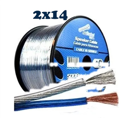 [02012-1B] BOBINA DE CABLE PARA BOCINA 2X14 AZUL/GRIS 152MTS