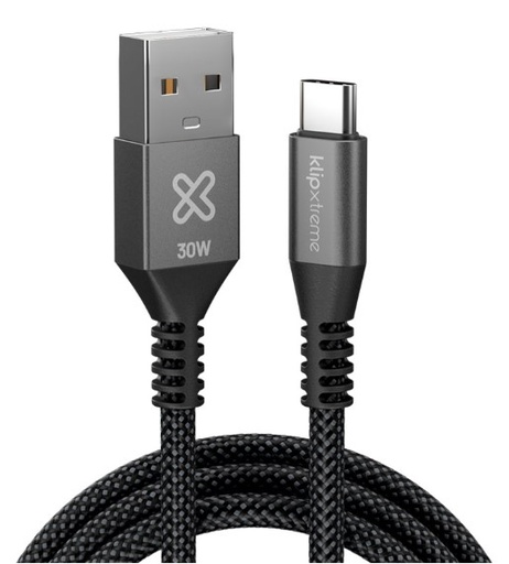 [03052-3] CABLE USB TIPO C DE 3MTS TRENZADO 30W CARGA RAPIDA Y DATOS KLIP XTREME