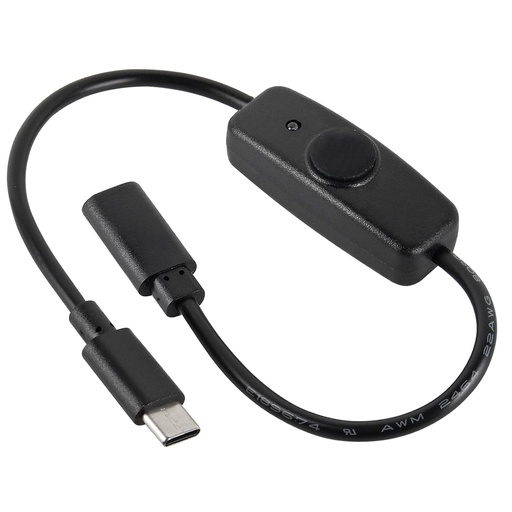[21018-1] CABLE EXTENSION USB C CON SWITCH ON/OFF DE 11 PULGADAS RASPBERRY 4