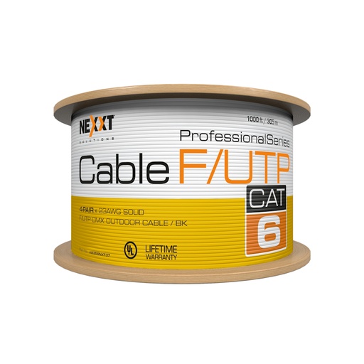 [02071B] BOBINA CABLE F/UTP CAT PARA EXTERIOR 100% COBRE CERTIFICADO 23AWG NEXXT PROFESSIONAL 305MTS AB356NXT37